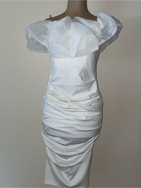 Dolce Vita White off shoulder Ruffled Midi Dress‎